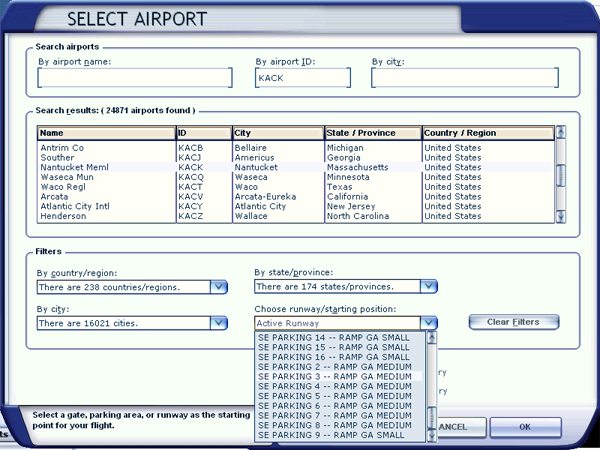 Choose your parking location, ensuring not to spawn on a runway.