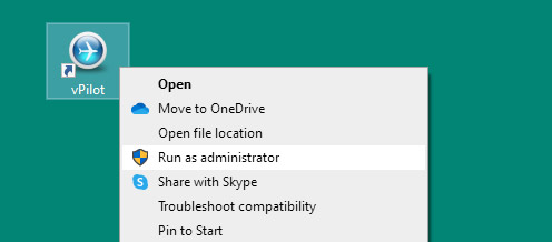 It's generally best to run vPilot "as administrator".